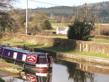 A canal boat on Pencelli Slipway