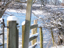A snow covered style on the Usk Valley Walk